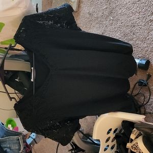 Plus Size Lace Sleeve Blouse